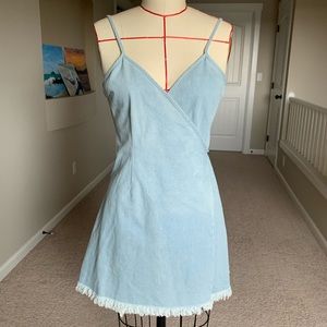 Denim wrapped kimono dress